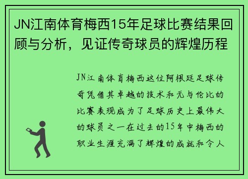 JN江南体育梅西15年足球比赛结果回顾与分析，见证传奇球员的辉煌历程